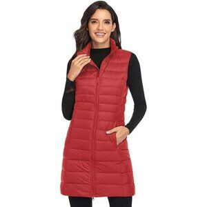 Women's Ultra Light Long Down Winter Jacket Lightweight Outdoor Puffer Vest Coat